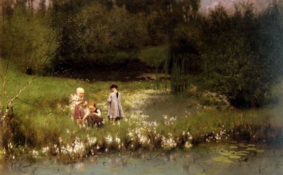 Recogiendo flores de Emile Claus